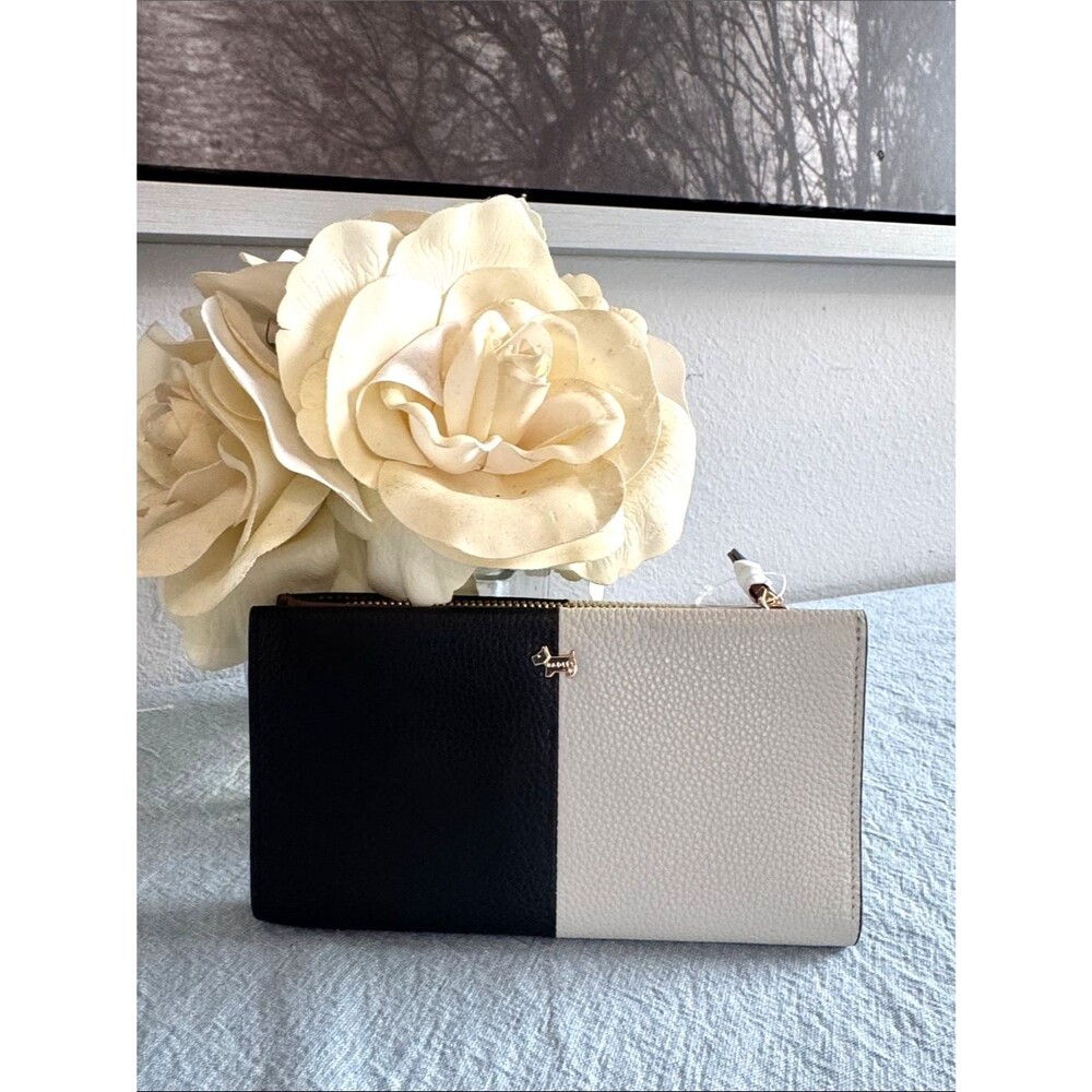 RADLEY LONDON Leather Regents Row Color Block Matinee Wallet Black Beige Brown
